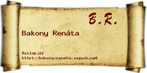 Bakony Renáta névjegykártya